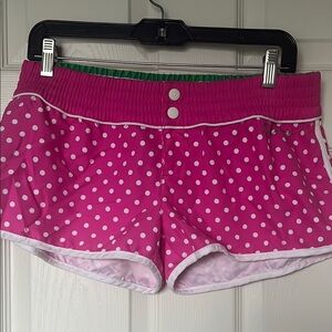Billabong Pink and White Athletic Shorts with Polka Dots